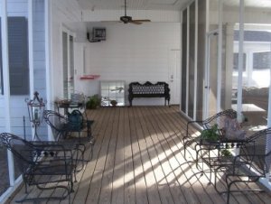 Screened porch of boathouse